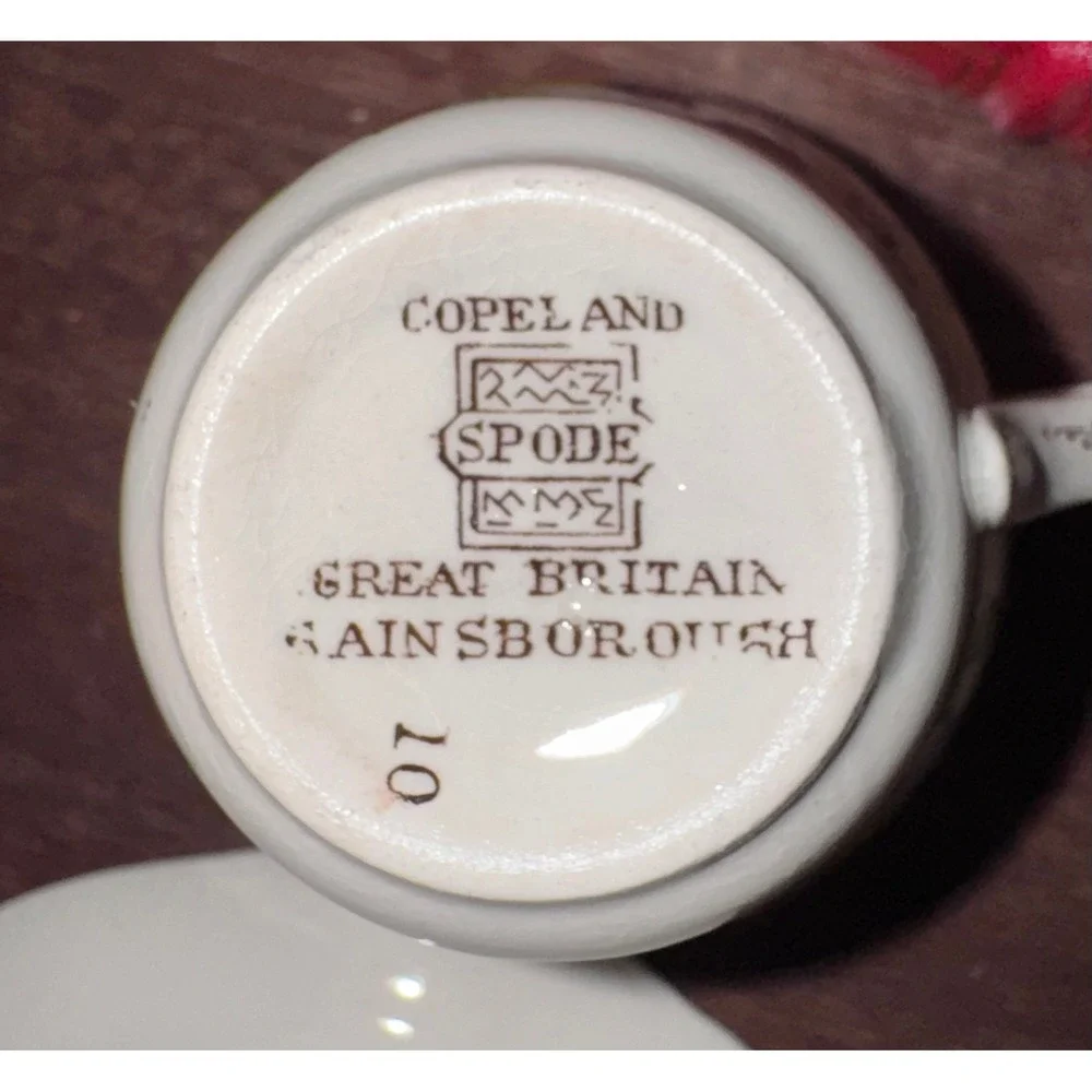 Spode Copeland Gainsborough Fancy Floral Tea‎ Cups Saucers Set of 4 Vintage